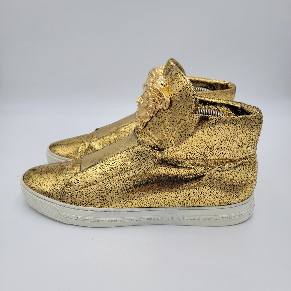 Versace Men's gold Skin High Top Slip On Sneakers Shoes US 9 EURO 42 UK 8 Italy